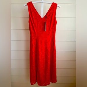 Ladies T Tahari Size 4 New with Tags Dress. Beautiful Rich Reddish Orange. Nice!
